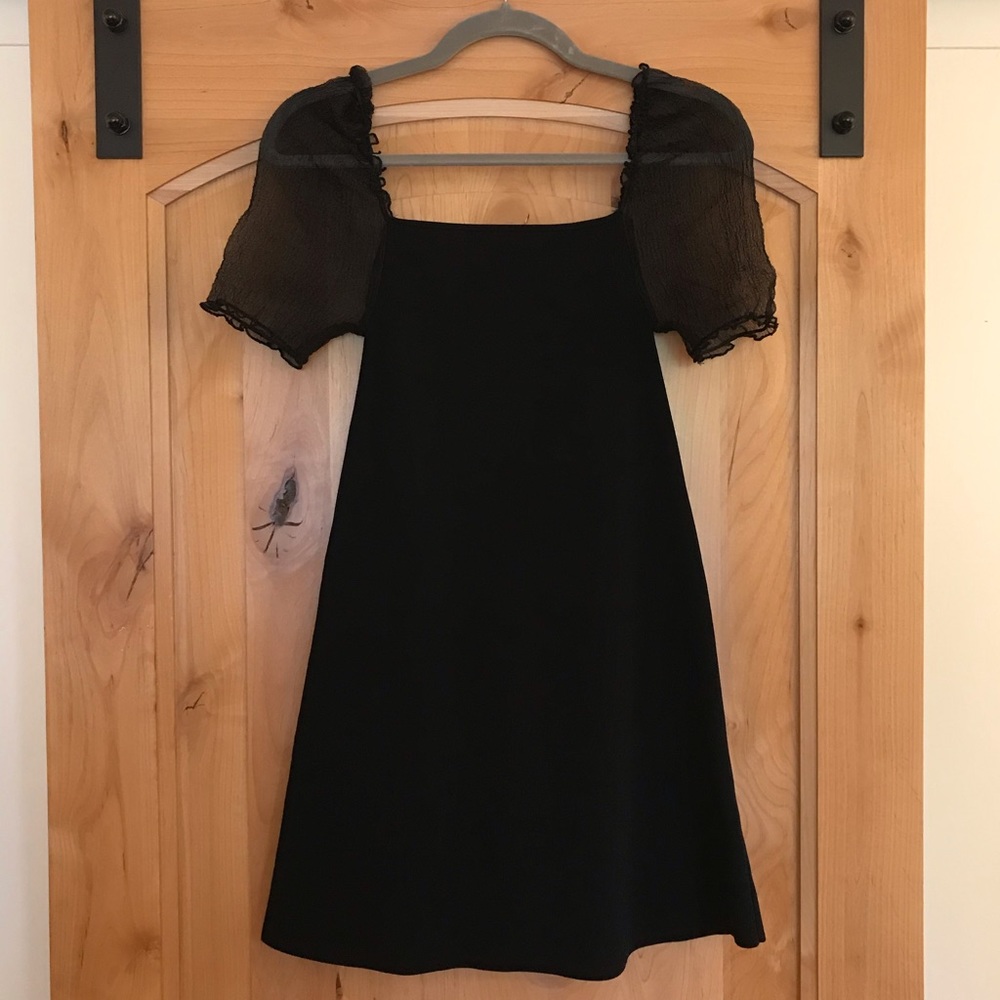 Zara Black Cocktail Dress w/ Puffy Sleeves